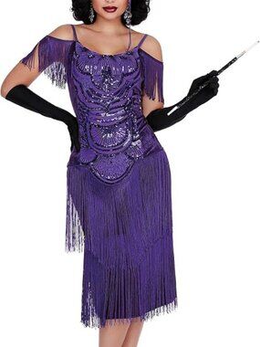 Dreamgirl Miss Ritz Purple Flapper Costume 1920s Gatsby S M L XL